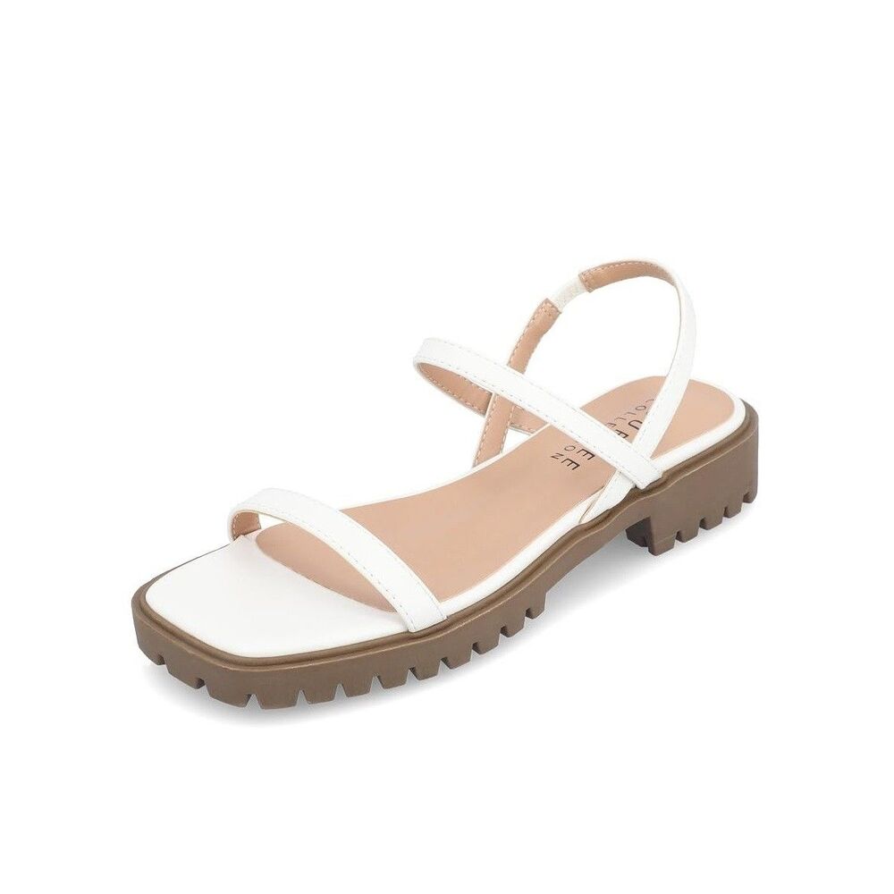 Journee Collection Womens 9 M White Nylah Strappy Flat Sandals NIB SN9